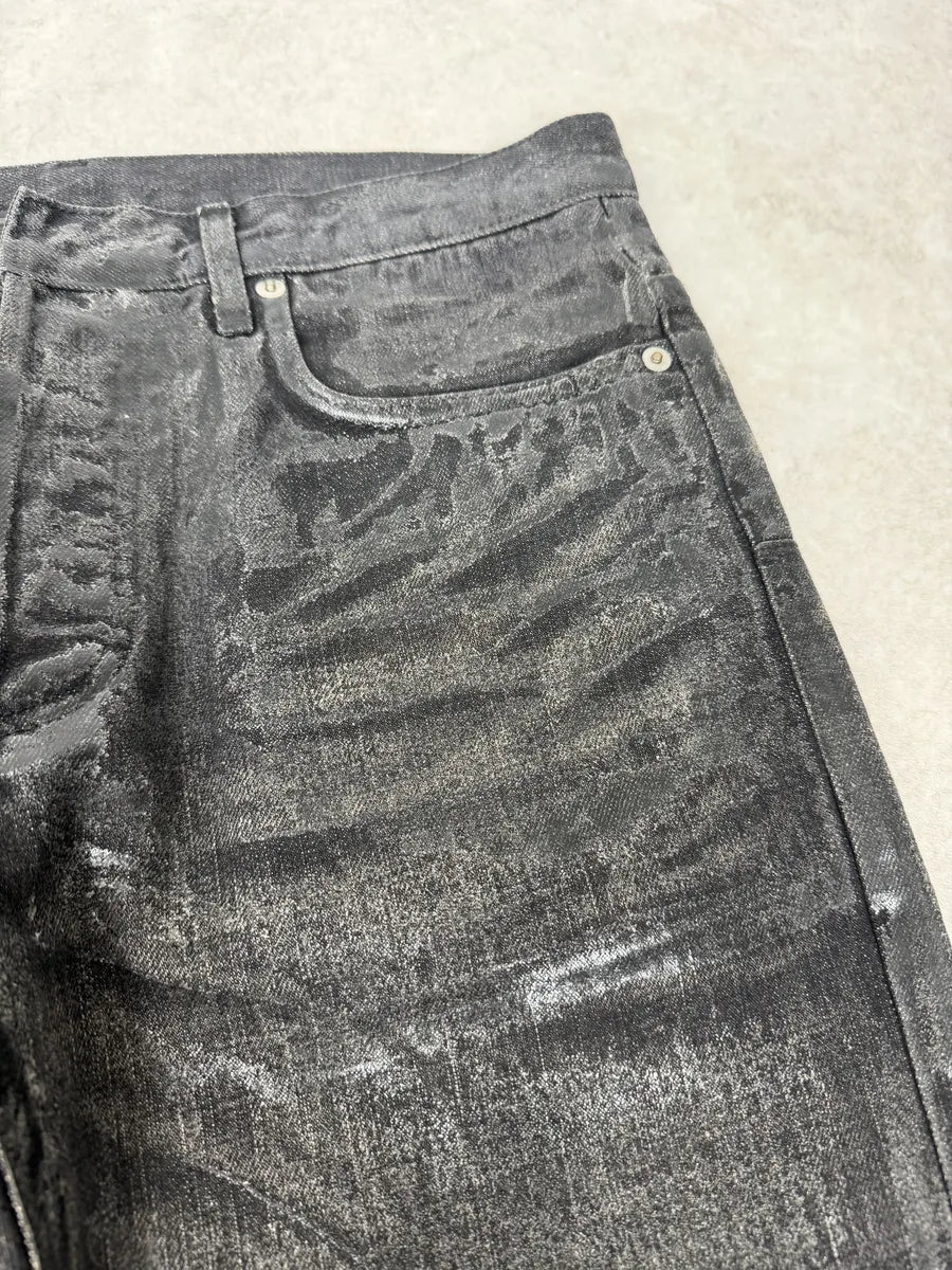 AW2003 Dior Dark Grey Black Waxed Denim Jeans by Hedi Slimane fHWdTqD 11