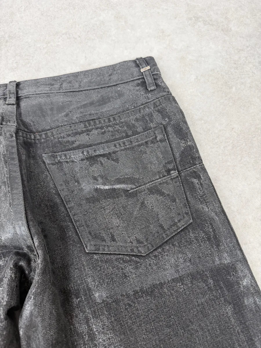 AW2003 Dior Dark Grey Black Waxed Denim Jeans by Hedi Slimane fHWdTqD 14
