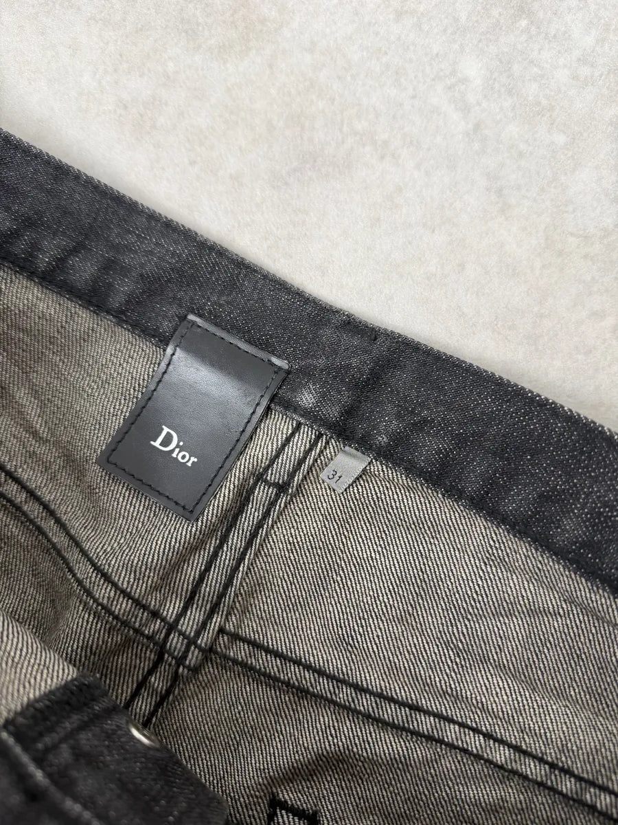 AW2003 Dior Dark Grey Black Waxed Denim Jeans by Hedi Slimane fHWdTqD 17