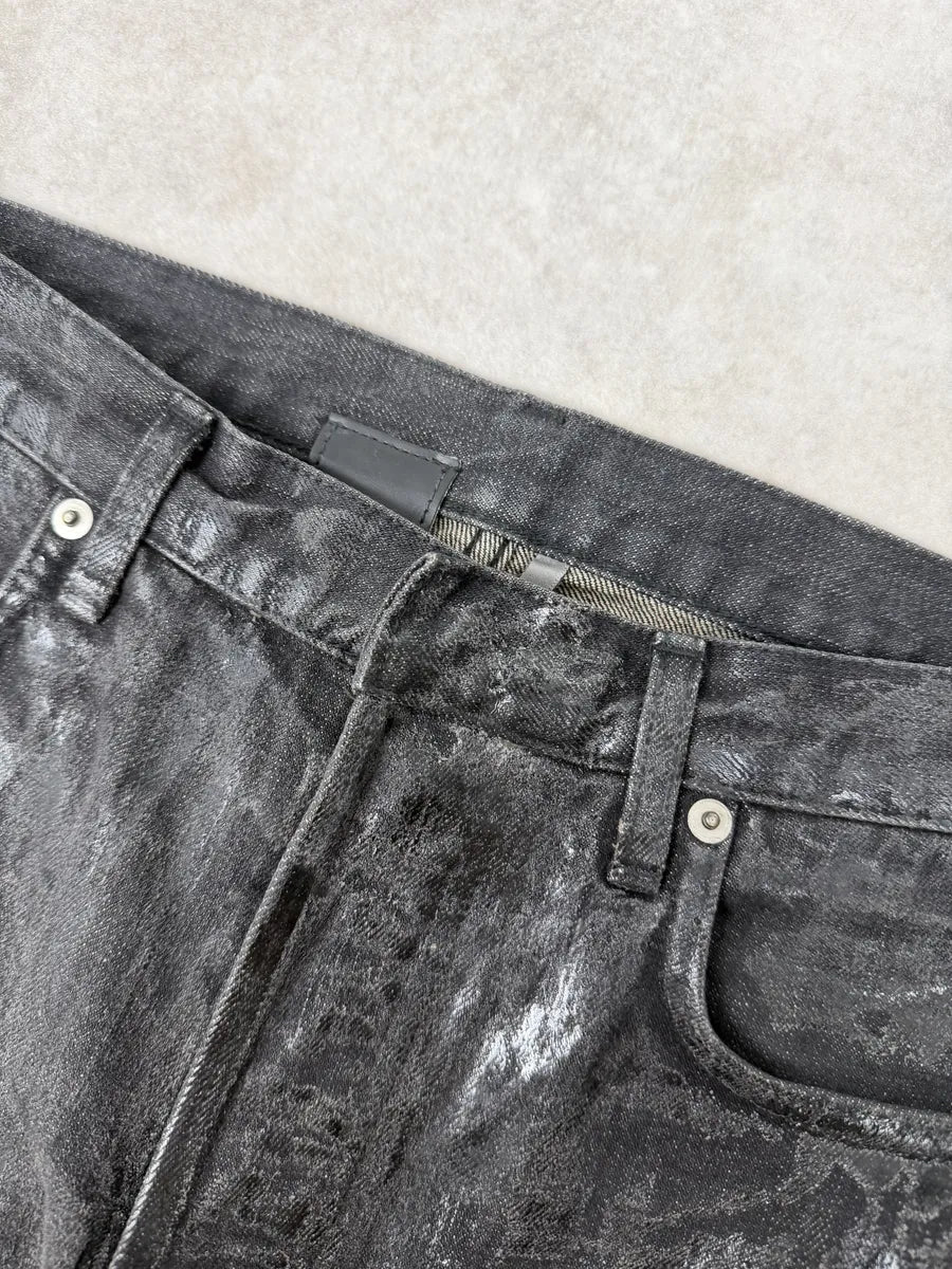 AW2003 Dior Dark Grey Black Waxed Denim Jeans by Hedi Slimane fHWdTqD 18