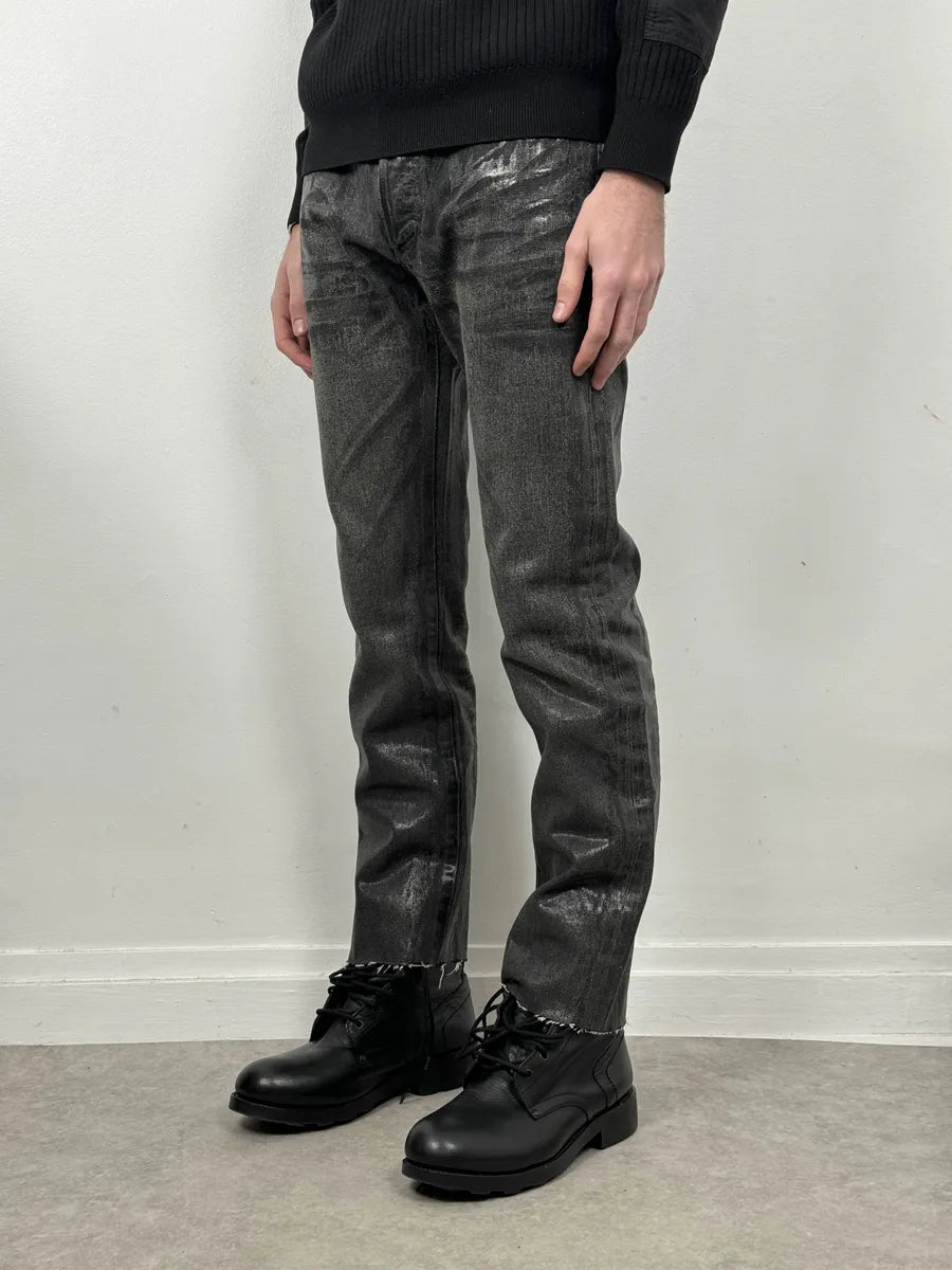 AW2003 Dior Dark Grey Black Waxed Denim Jeans by Hedi Slimane fHWdTqD 2