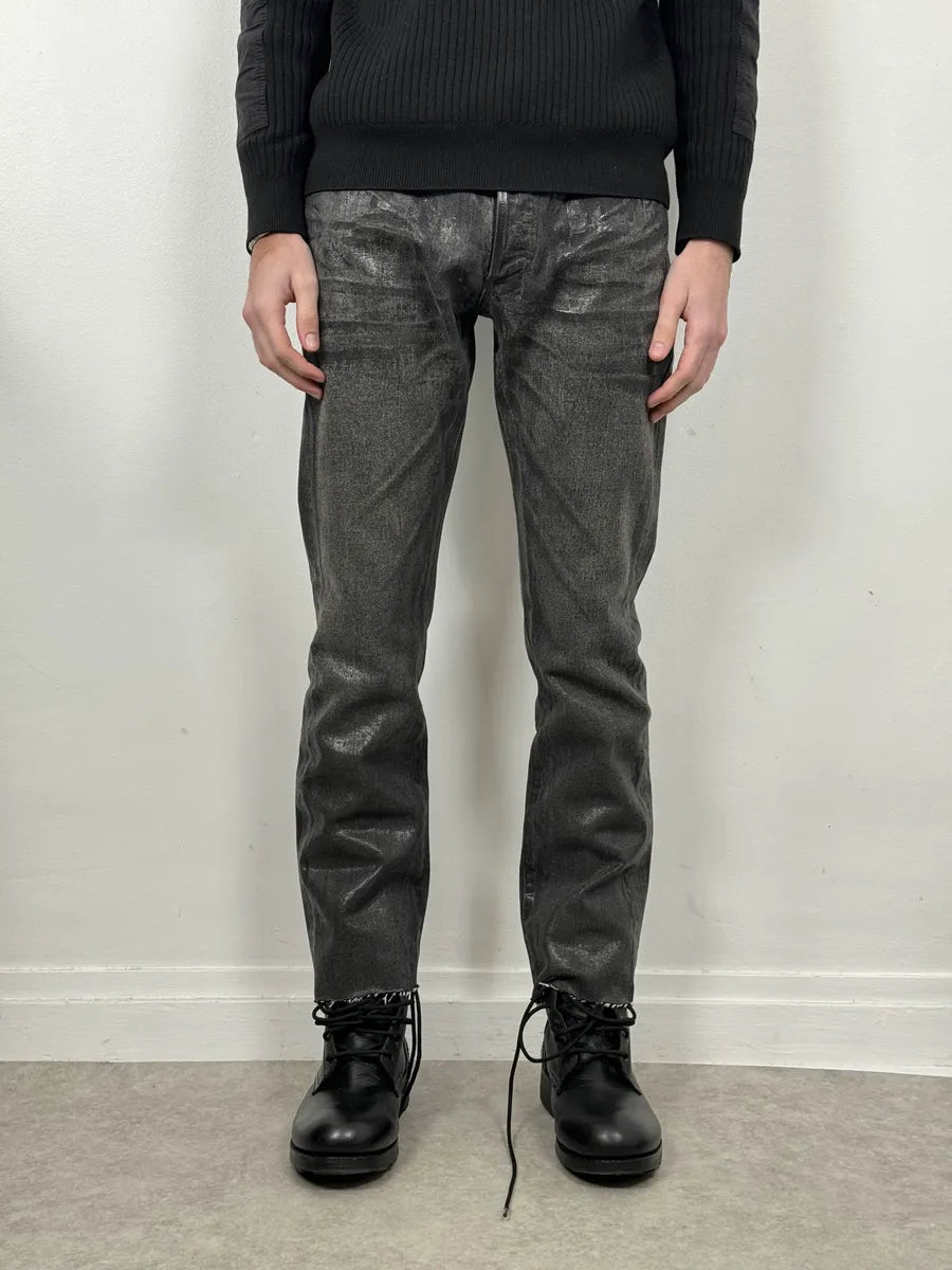 AW2003 Dior Dark Grey Black Waxed Denim Jeans by Hedi Slimane fHWdTqD 3