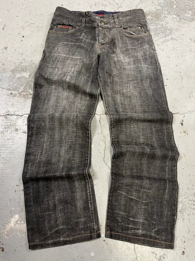 AW2003 Dolce & Gabban Grey Double Waisted Faded Denim Jeans (M/L) rYPJrKG 0