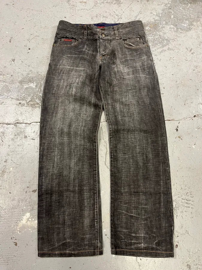 AW2003 Dolce & Gabban Grey Double Waisted Faded Denim Jeans (M/L) rYPJrKG 2