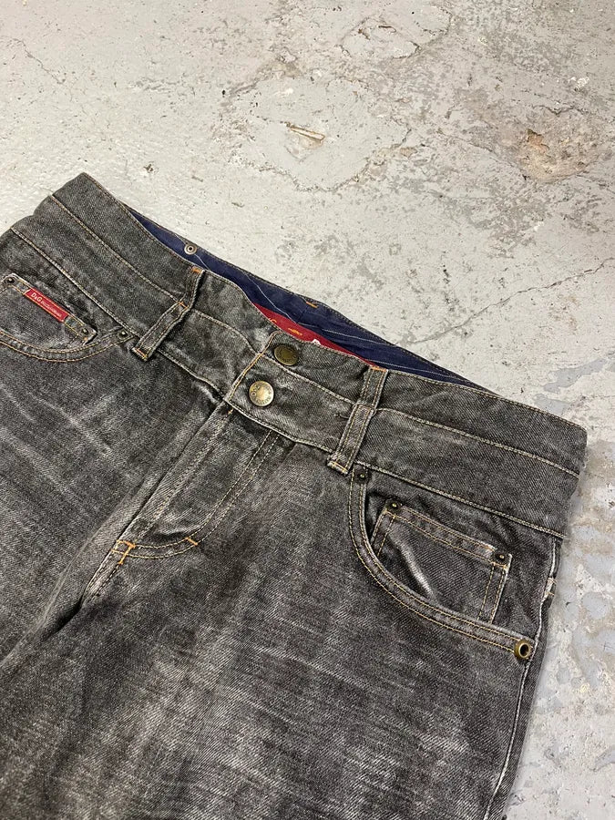 AW2003 Dolce & Gabban Grey Double Waisted Faded Denim Jeans (M/L) rYPJrKG 5