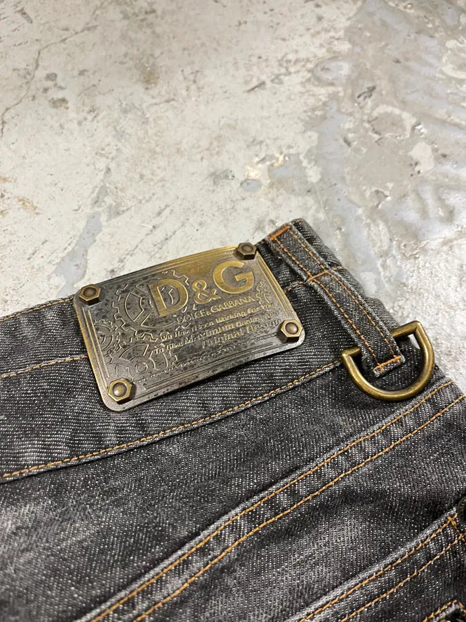 AW2003 Dolce & Gabban Grey Double Waisted Faded Denim Jeans (M/L) rYPJrKG 8
