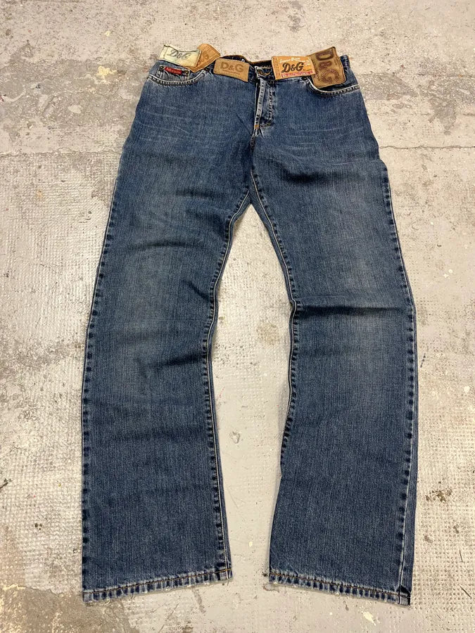 AW2003 Dolce & Gabbana 10 Tags Blue Denim Jeans rDExXdc 0