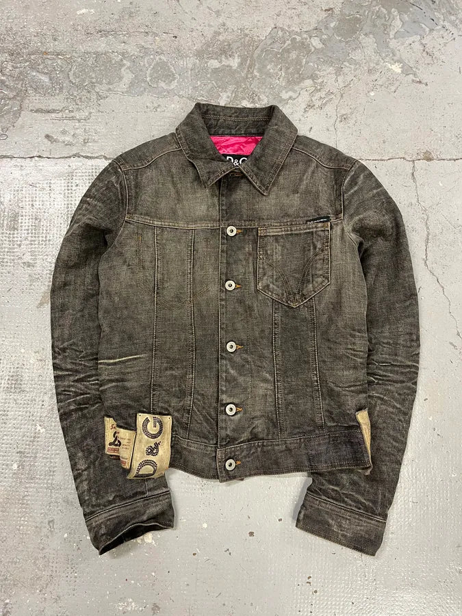 AW2003 Dolce & Gabbana 10 Tags Raw Grey Denim Jacket EKExtyd 0