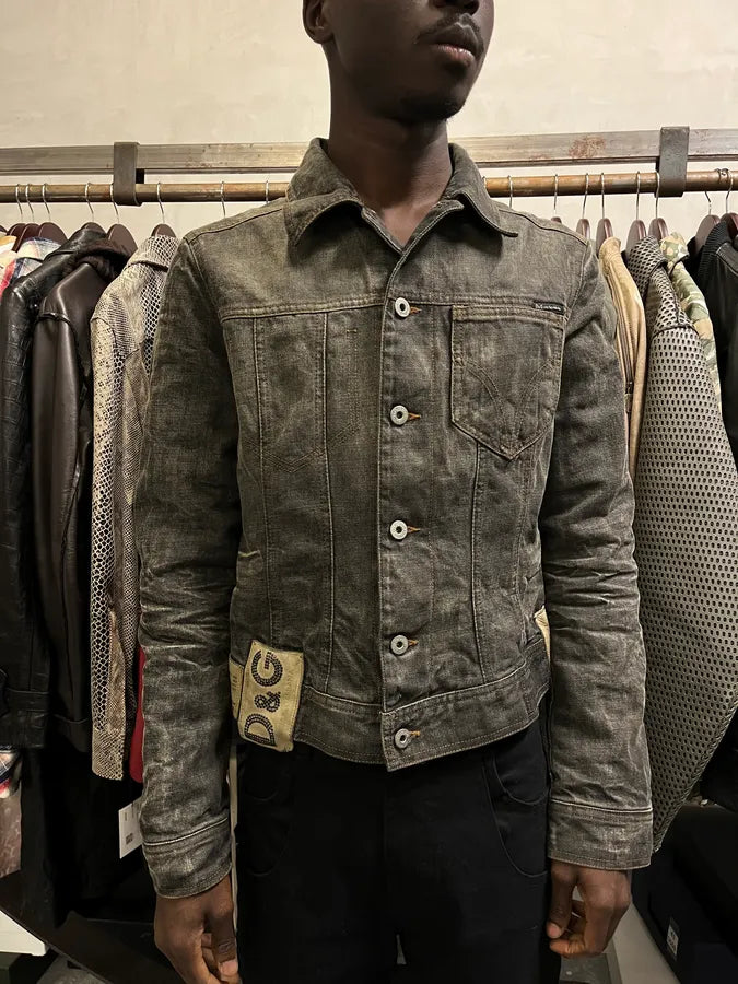 AW2003 Dolce & Gabbana 10 Tags Raw Grey Denim Jacket EKExtyd 1
