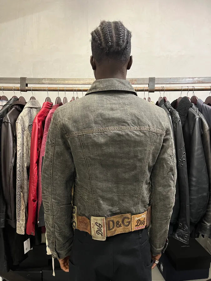 AW2003 Dolce & Gabbana 10 Tags Raw Grey Denim Jacket EKExtyd 3
