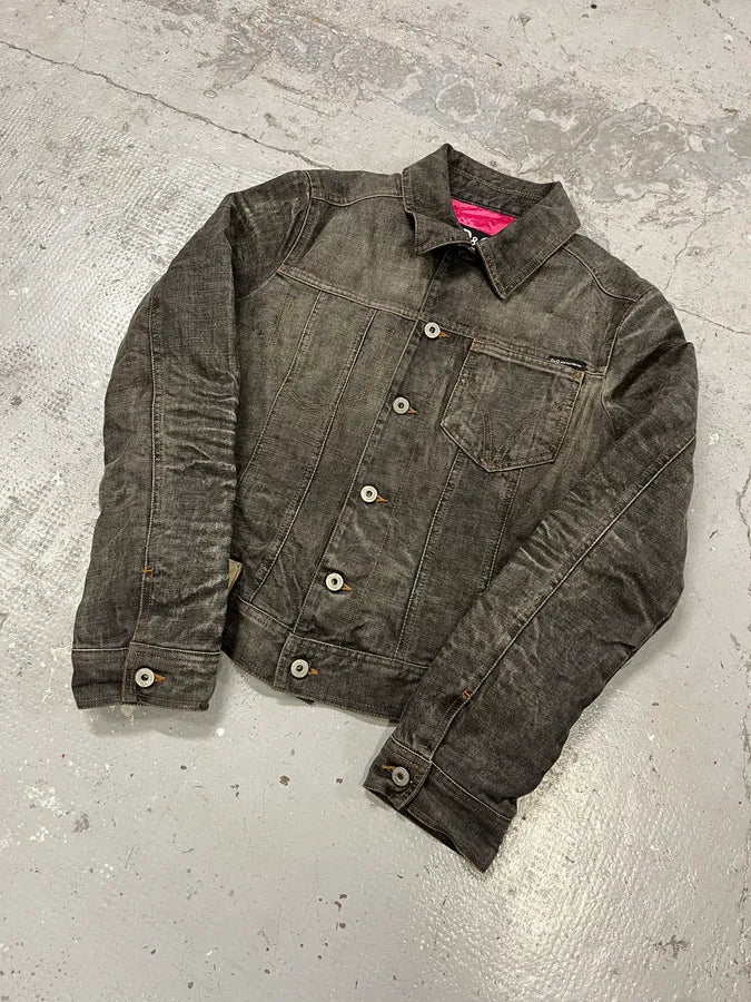 AW2003 Dolce & Gabbana 10 Tags Raw Grey Denim Jacket EKExtyd 4