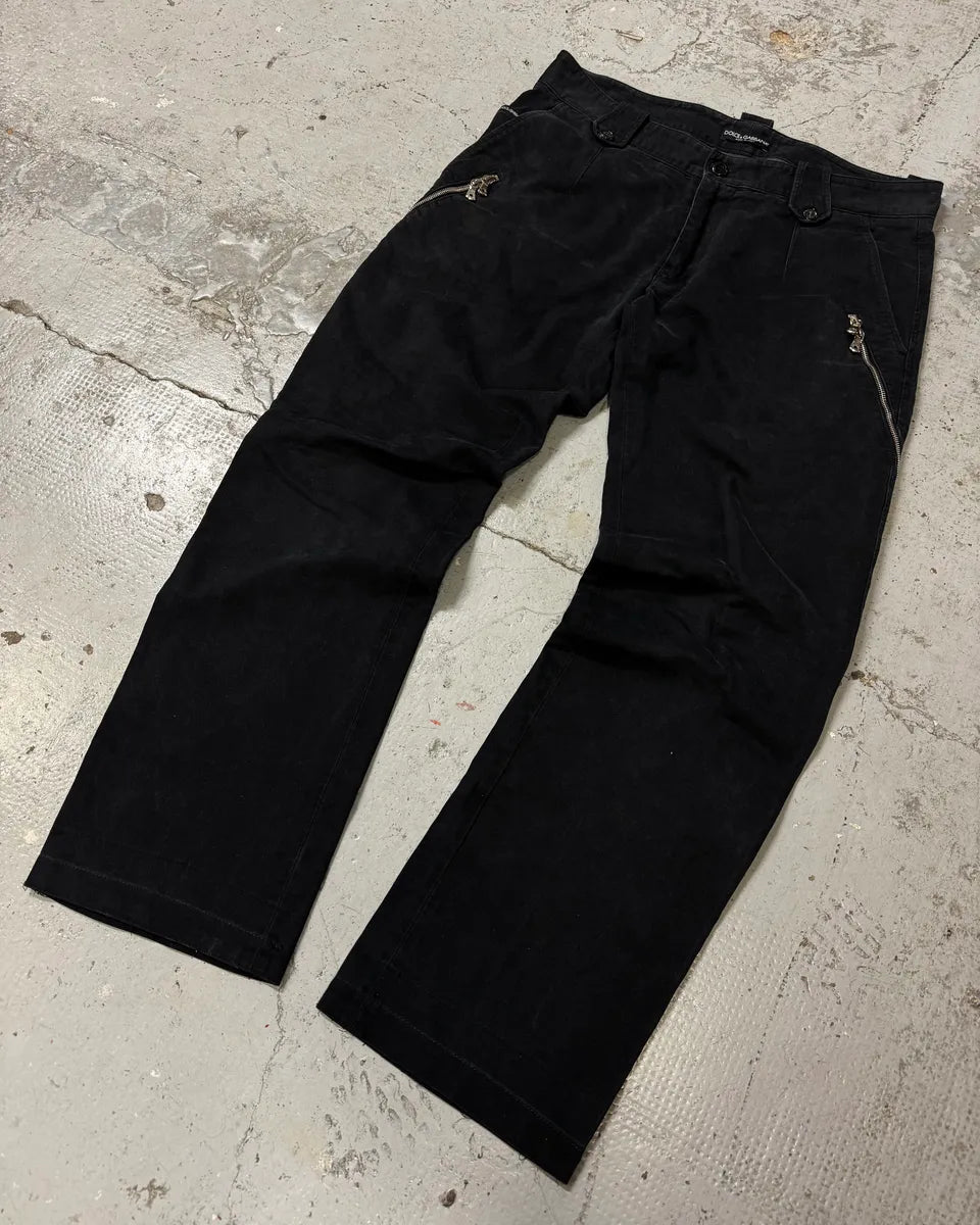AW2003 Dolce & Gabbana Anatomic Black Zips Pants OVFPTJt 2