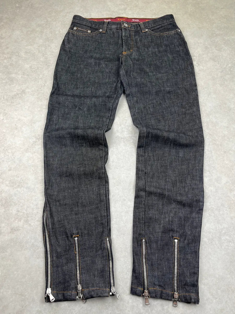 AW2003 Dolce & Gabbana Ankle Zip Dark Grey Denim Jeans nYbADkl 0