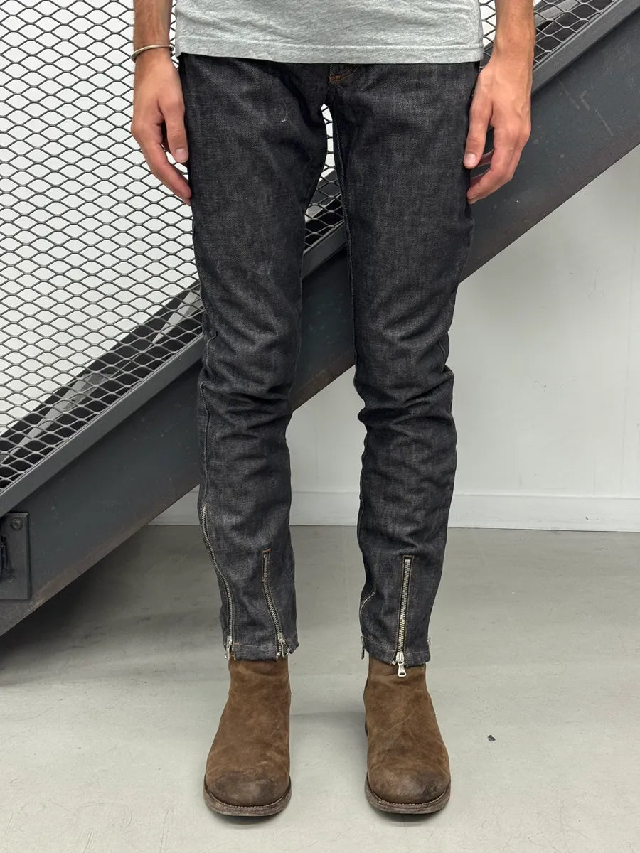 AW2003 Dolce & Gabbana Ankle Zip Dark Grey Denim Jeans nYbADkl 1