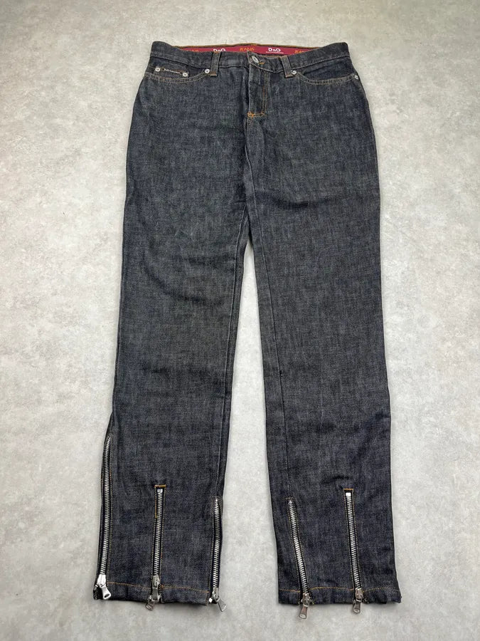 AW2003 Dolce & Gabbana Ankle Zip Dark Grey Denim Jeans nYbADkl 4