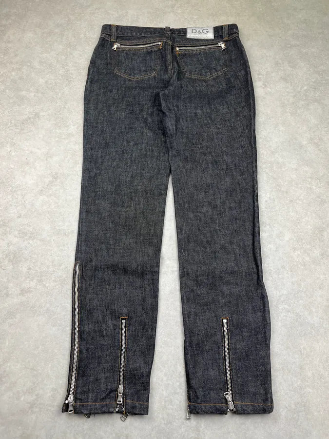AW2003 Dolce & Gabbana Ankle Zip Dark Grey Denim Jeans nYbADkl 7