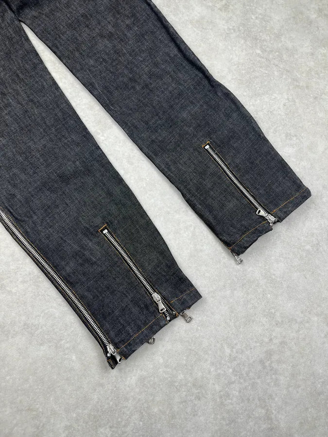 AW2003 Dolce & Gabbana Ankle Zip Dark Grey Denim Jeans nYbADkl 9