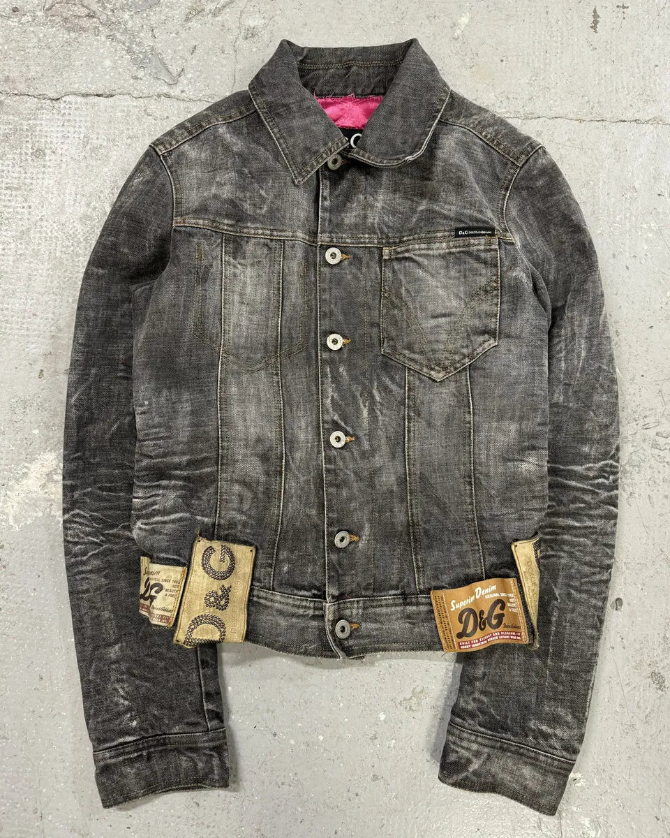 AW2003 Dolce & Gabbana Archive Tags Grey Raw Denim Jacket (XS/S) 0