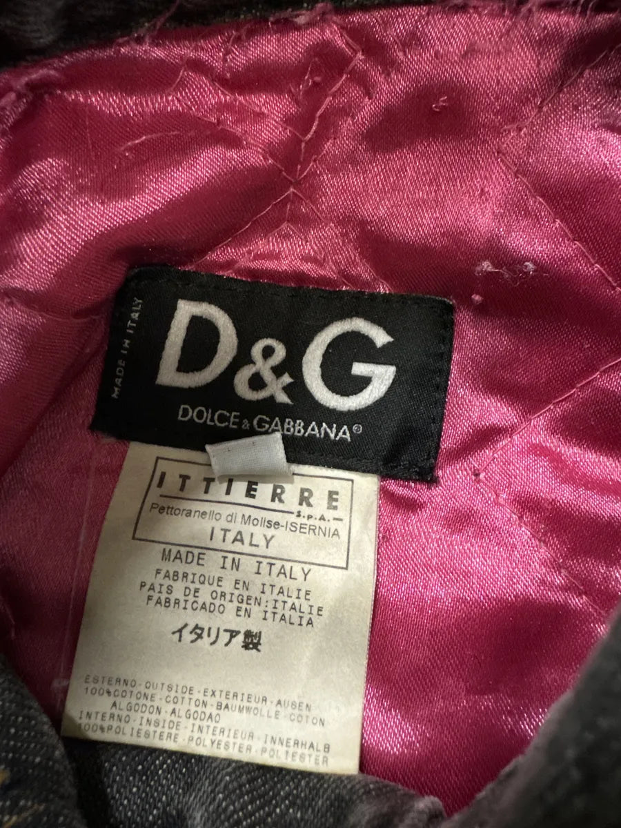 AW2003 Dolce & Gabbana Archive Tags Grey Raw Denim Jacket (XS/S) 12
