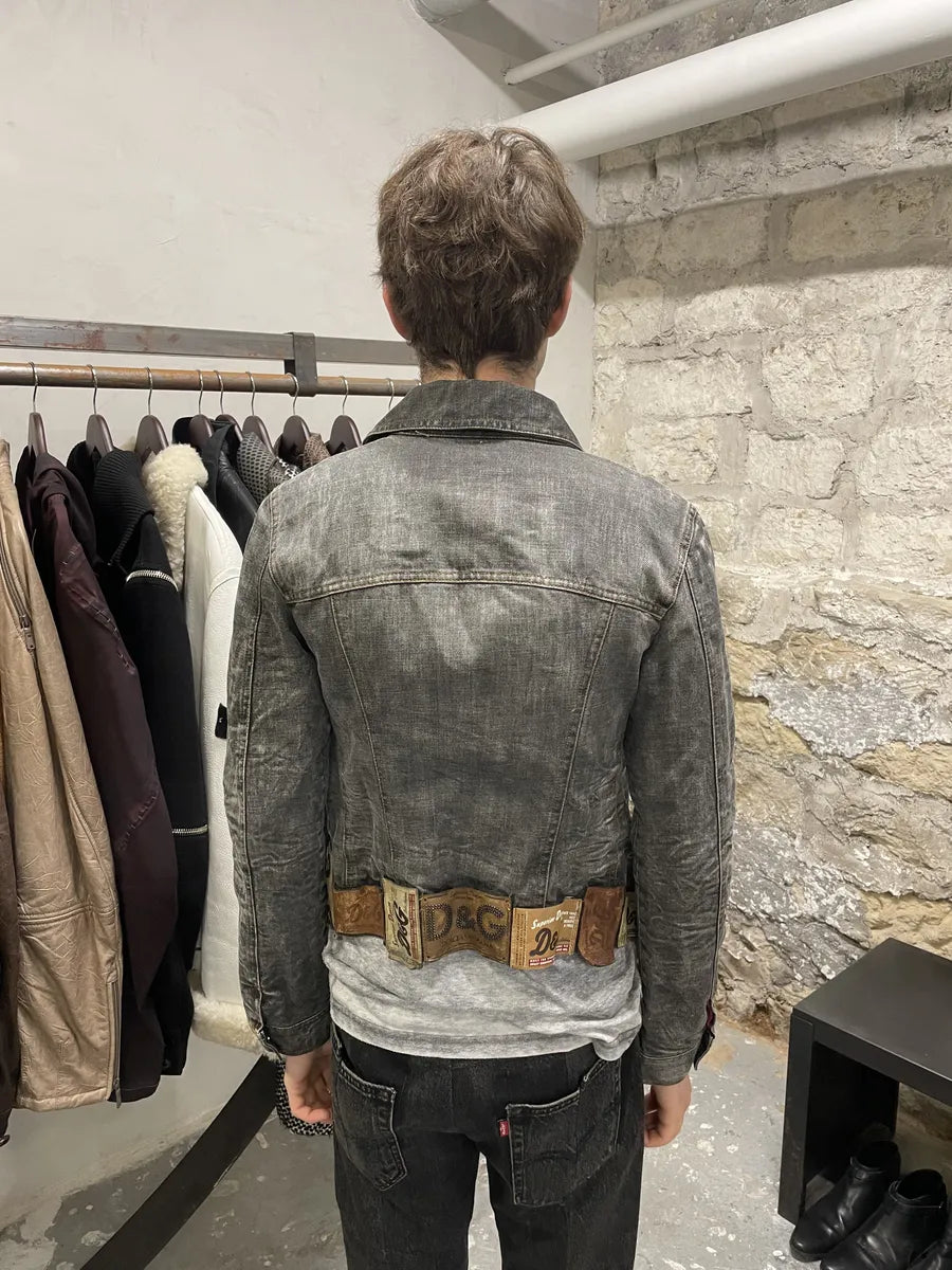 AW2003 Dolce & Gabbana Archive Tags Grey Raw Denim Jacket (XS/S) 3