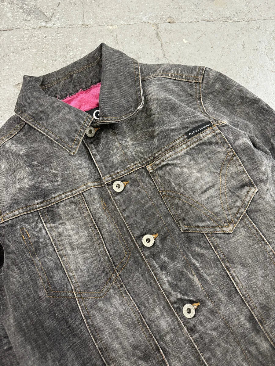 AW2003 Dolce & Gabbana Archive Tags Grey Raw Denim Jacket (XS/S) 6
