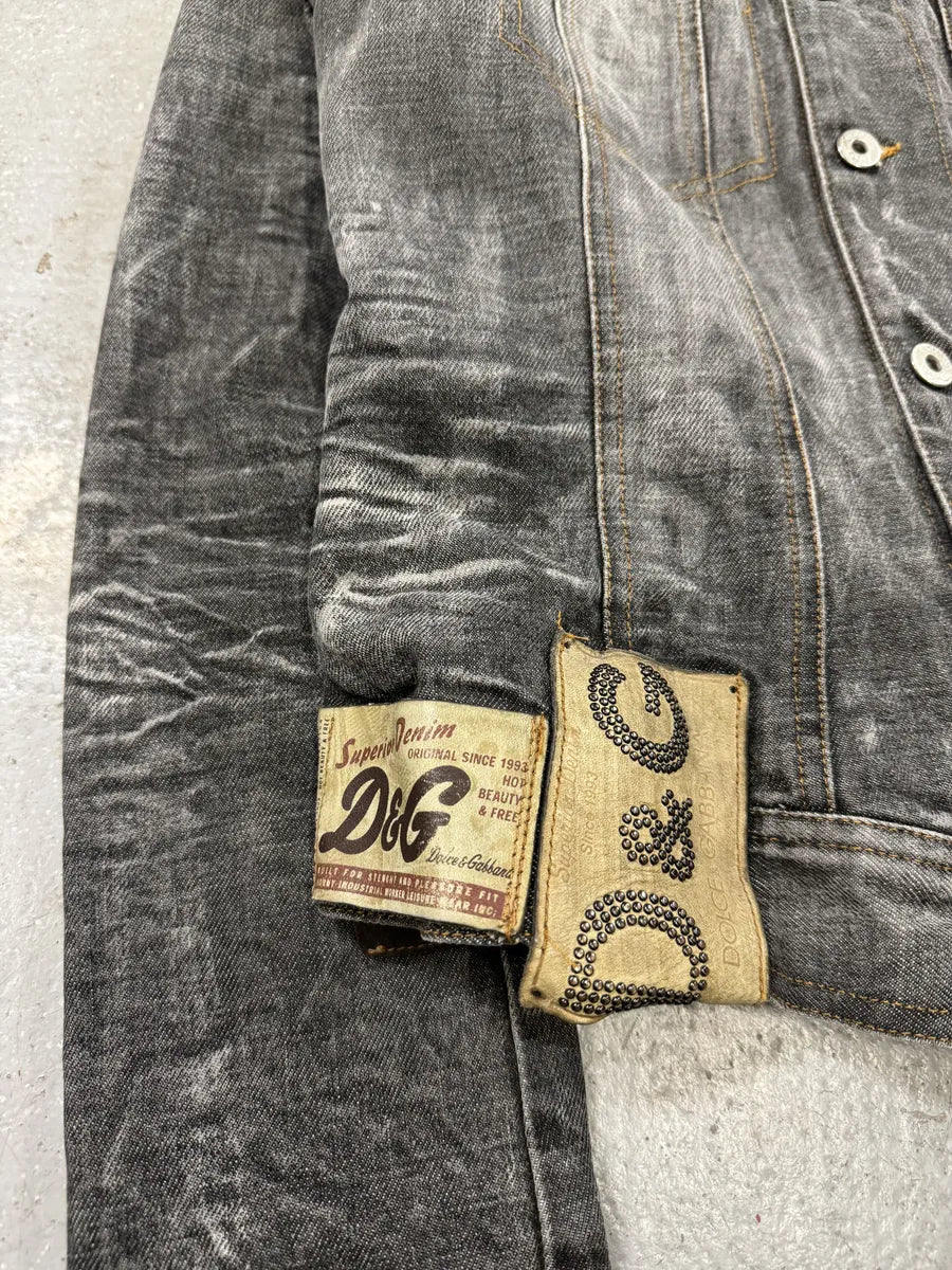 AW2003 Dolce & Gabbana Archive Tags Grey Raw Denim Jacket (XS/S) 7