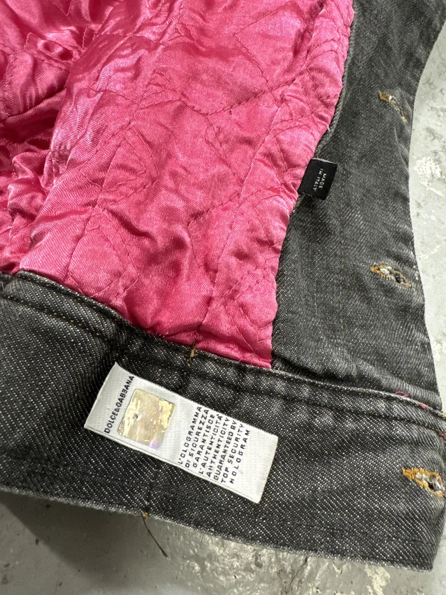 AW2003 Dolce & Gabbana Archive Tags Grey Raw Denim Jacket (XS/S) 8