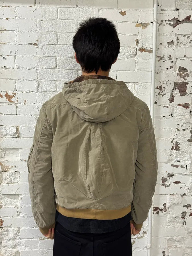 AW2003 Dolce & Gabbana Arm Zip Beige Hooded Bomber Jacket rXNNQdk 2