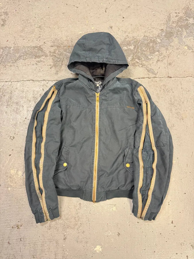 AW2003 Dolce & Gabbana Arm Zip Navy Hooded Bomber Jacket NHEfthX 2