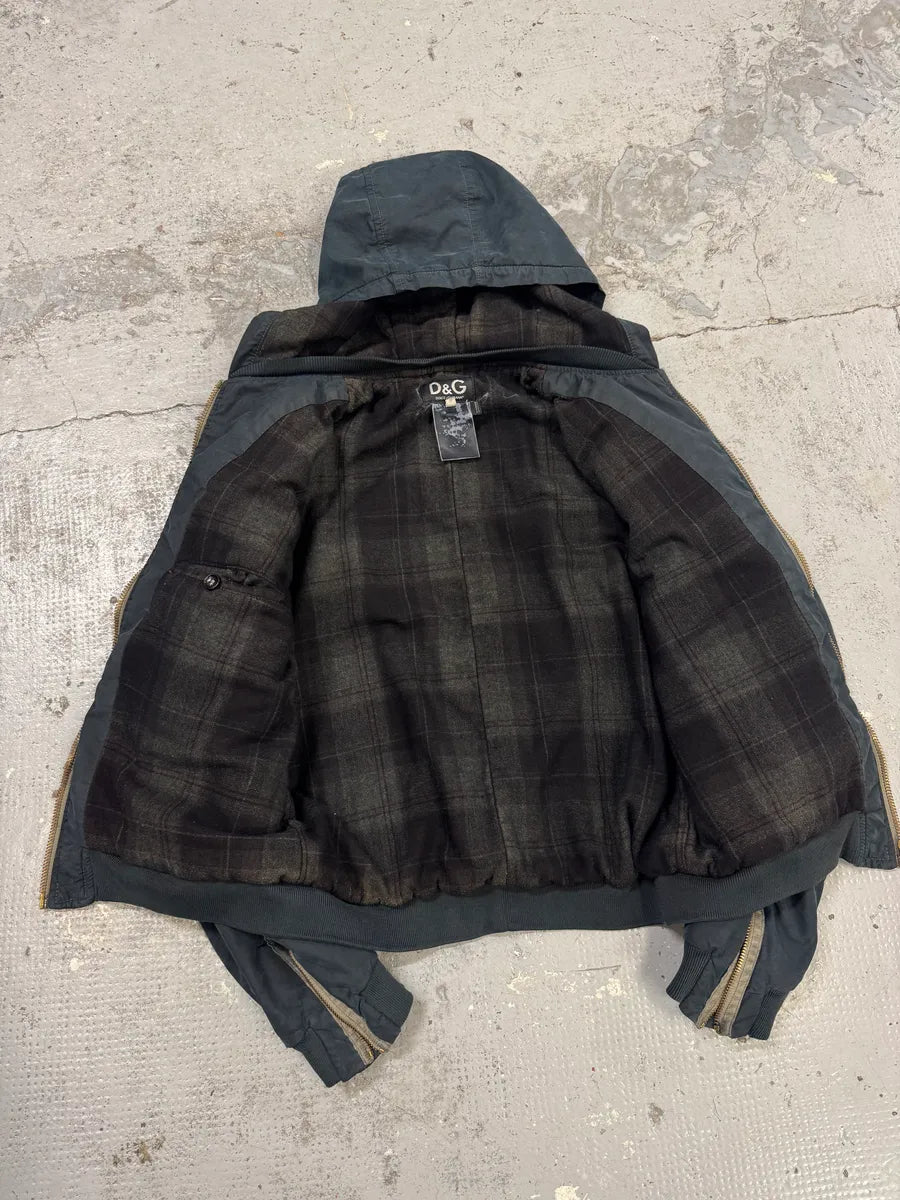 AW2003 Dolce & Gabbana Arm Zip Navy Hooded Bomber Jacket NHEfthX 6