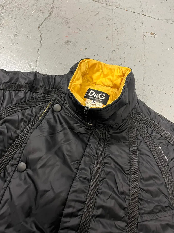 AW2003 Dolce & Gabbana Astro Black & Yellow Puffer Jacket JDZYVLa 5