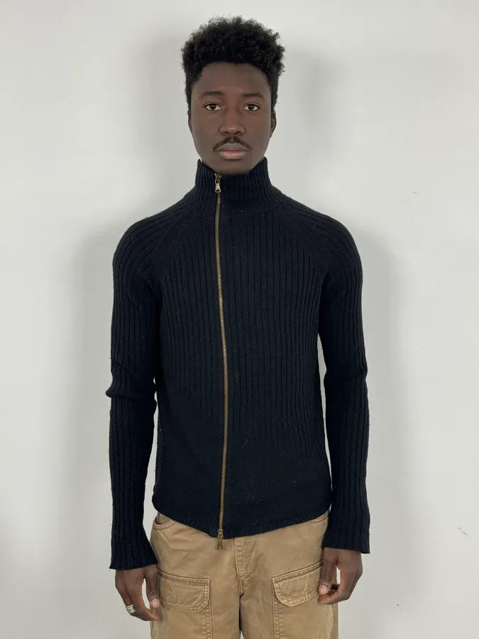 AW2003 Dolce & Gabbana Asymmetrical Navy Zip-up Sweater xgDUiNr 1