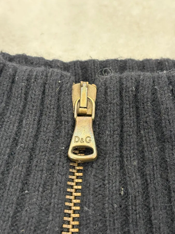 AW2003 Dolce & Gabbana Asymmetrical Navy Zip-up Sweater xgDUiNr 8