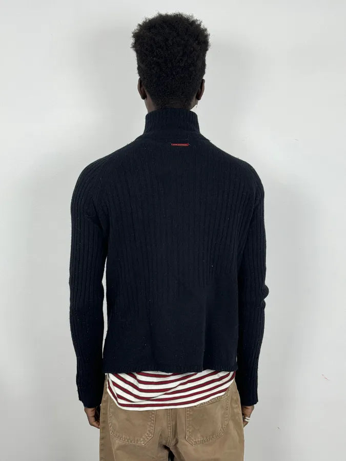 AW2003 Dolce & Gabbana Asymmetrical Navy Zip-up Sweater xgDUiNr 2