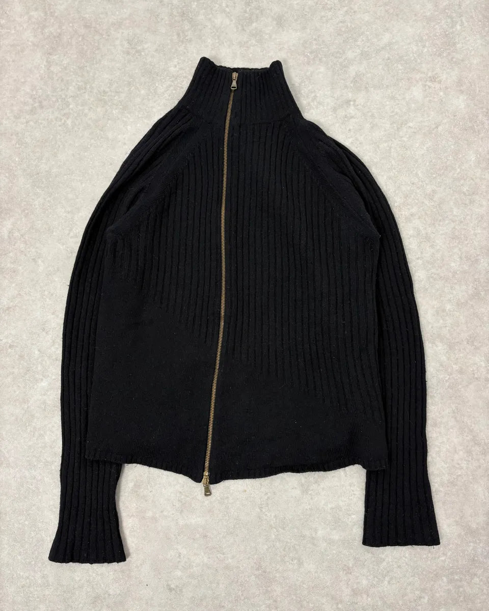AW2003 Dolce & Gabbana Asymmetrical Navy Zip-up Sweater xgDUiNr 0