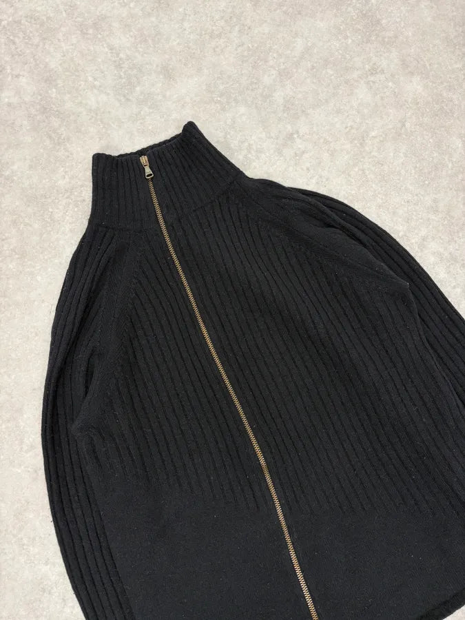 AW2003 Dolce & Gabbana Asymmetrical Navy Zip-up Sweater xgDUiNr 4