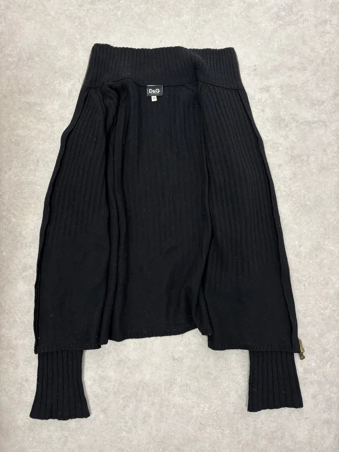 AW2003 Dolce & Gabbana Asymmetrical Navy Zip-up Sweater xgDUiNr 7