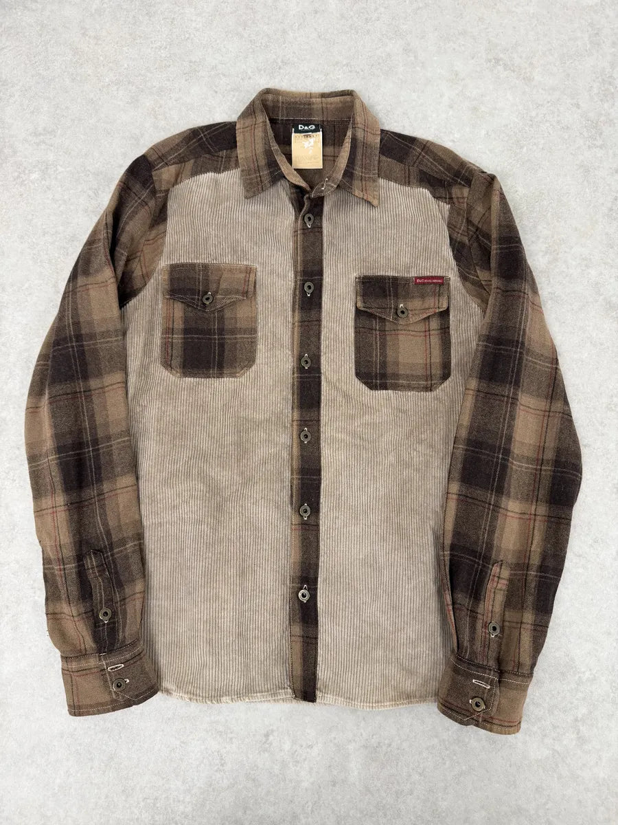 AW2003 Dolce & Gabbana Beige & Brown Checkered Shirt KWrPVMp 0