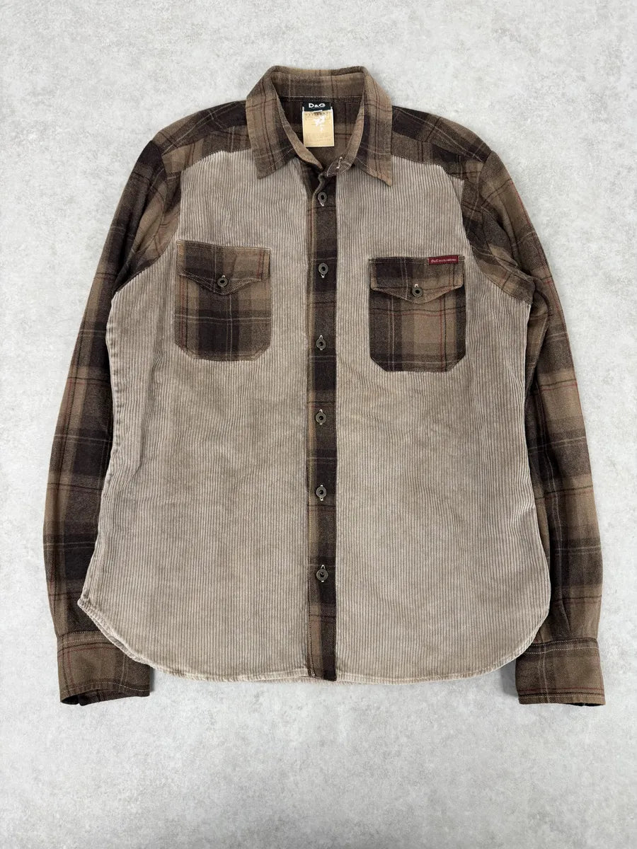 AW2003 Dolce & Gabbana Beige & Brown Checkered Shirt KWrPVMp 2
