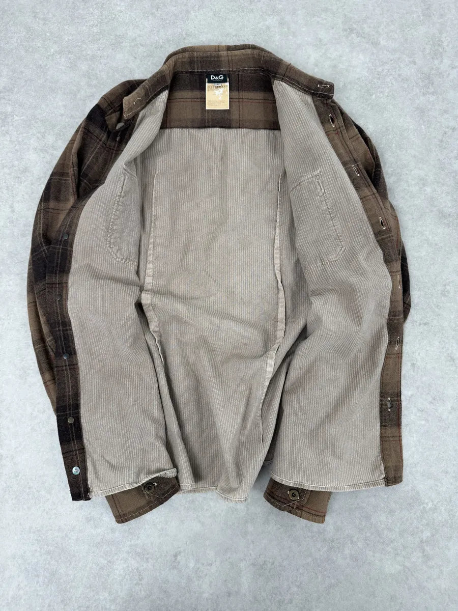 AW2003 Dolce & Gabbana Beige & Brown Checkered Shirt KWrPVMp 3