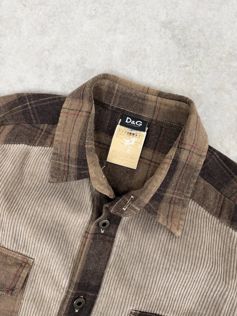 AW2003 Dolce & Gabbana Beige & Brown Checkered Shirt KWrPVMp 5