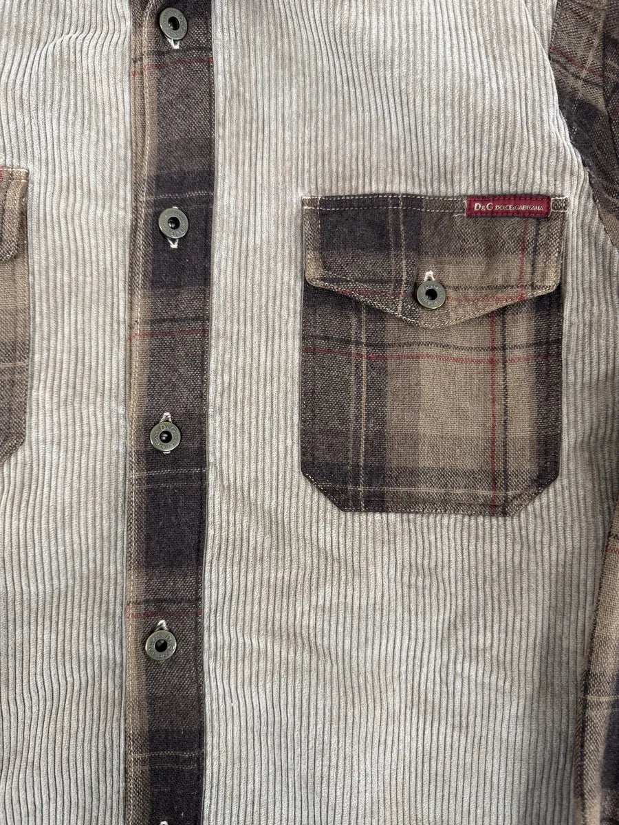 AW2003 Dolce & Gabbana Beige & Brown Checkered Shirt KWrPVMp 6
