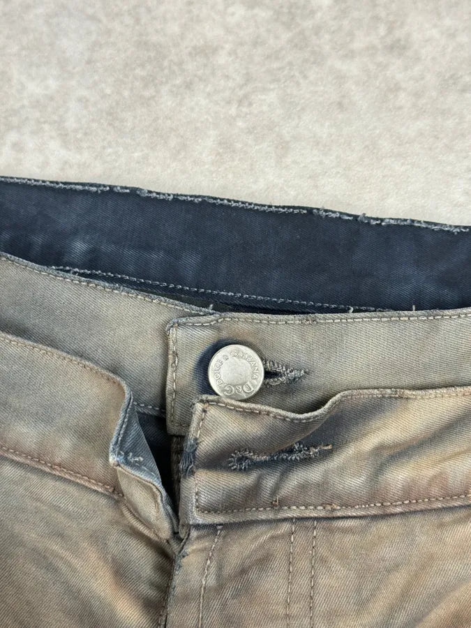 AW2003 Dolce & Gabbana Black & Beige Faded Cargo Pants znnTzAa 9