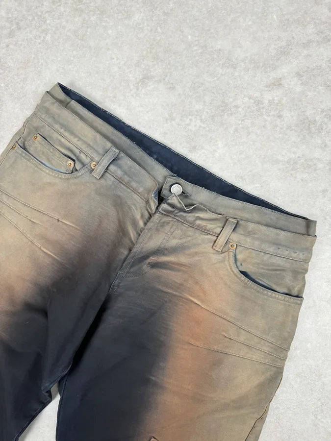 AW2003 Dolce & Gabbana Black & Beige Faded Cargo Pants znnTzAa 5