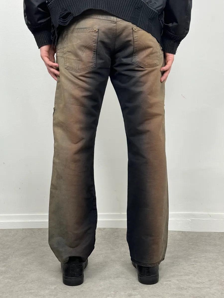 AW2003 Dolce & Gabbana Black & Beige Faded Cargo Pants znnTzAa 3