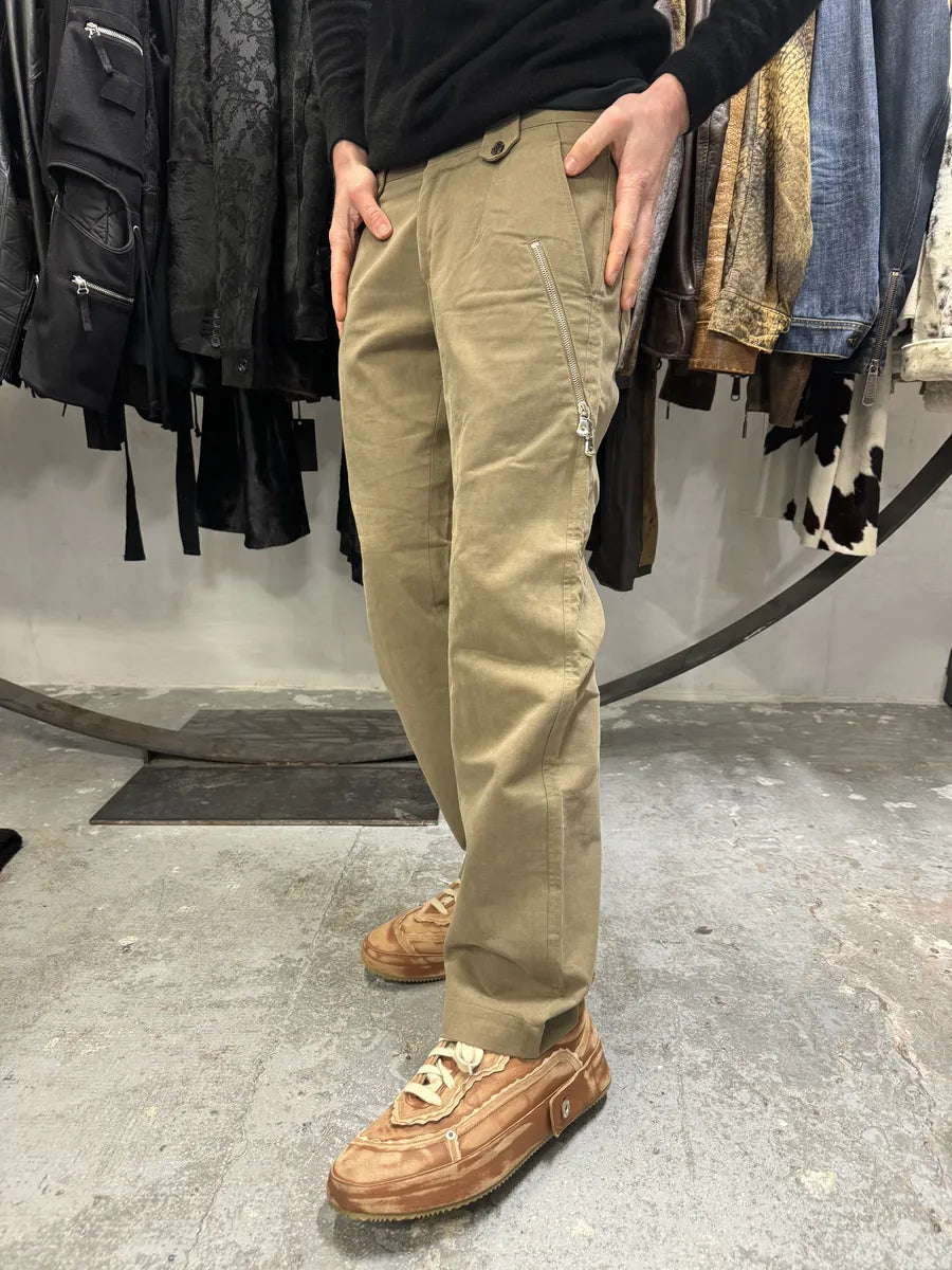 AW2003 Dolce & Gabbana Beige Anatomic Zip Relaxed Cozy Pants (M) 2