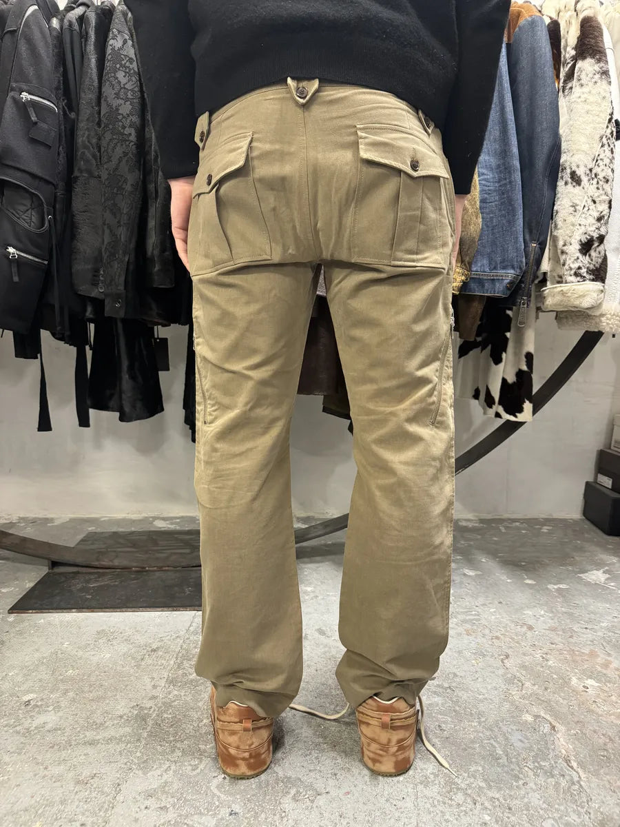 AW2003 Dolce & Gabbana Beige Anatomic Zip Relaxed Cozy Pants (M) 3