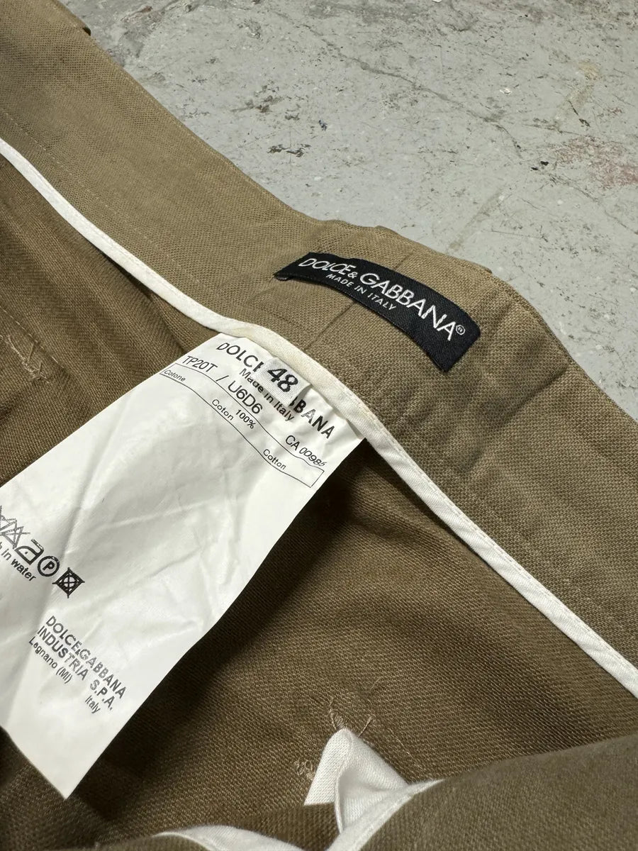 AW2003 Dolce & Gabbana Beige Anatomic Zip Relaxed Cozy Pants (M) 8