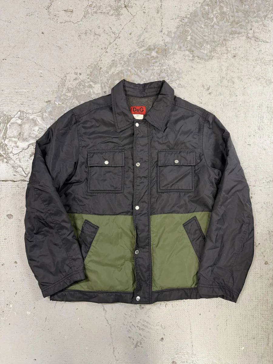 AW2003 Dolce & Gabbana Black & Khaki Green Nylon Jacket phJxZVi 0