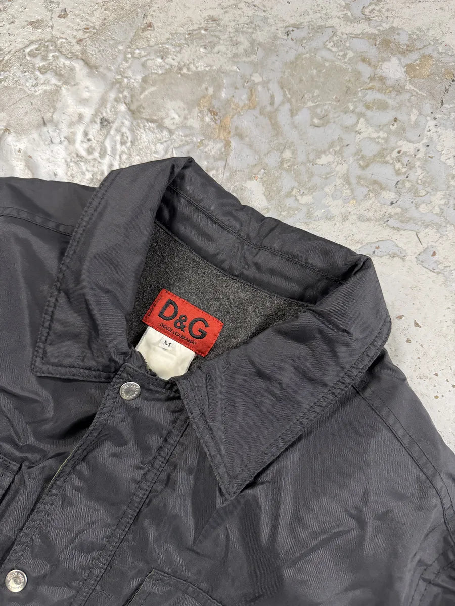 AW2003 Dolce & Gabbana Black & Khaki Green Nylon Jacket phJxZVi 5